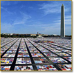 AIDS Quilt with Washington Monument