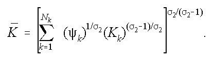 K bar is a function of the different K sub k capital types and the parameters sigma2 and psi sub k