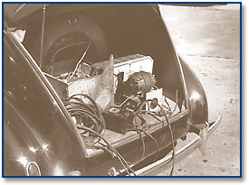 Image: Sound-recording equipment  in trunk of Lomax car