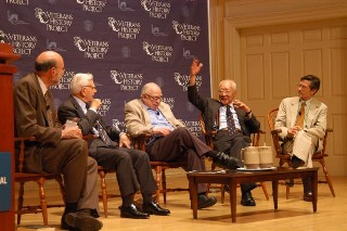 Tom Wiener (moderator), John Dolibois, Art Buchwald, Yeiichi Kelly Kuwayama, and John Glusman