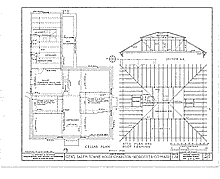 General Salem Towne House, drawing, cellar plan, attic framing