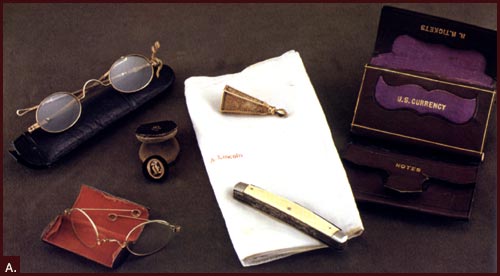 The contents of Lincoln's pockets the night of his assassination.