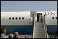 Mrs. Laura Bush waves as she arrives at Kabul International Airport, Sunday, June 8, 2008. Mrs. Bush traveled to Afghanistan to highlight the continued U.S. commitment to the country and its President Hamid Karzai. White House photo by Shealah Craighead