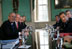 President George W. Bush and President Nicolas Sarkozy of France pause for cameras as they meet in the Large Dining Room at the Mount Vernon Estate in Mount Vernon, Va., Wednesday, Nov. 7, 2007.