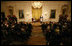 General George Washington (played by Dean Malissa) and General Marie Joseph Paul Yves Roch Gilbert du Motier, the Marquis de LaFayette (played by Benjamin Goldman), entertain the guests Tuesday, Nov. 6, 2007, in the East Room following a dinner in honor of President Nicolas Sarkozy at the White House.