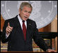 President George W. Bush gestures as he answers a question during a joint press availability with Italian Prime Minister Silvio Berlusconi Thursday, June 12, 2008, at the Villa Madama in Rome. White House photo by Chris Greenberg