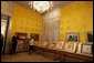 Mrs. Laura Bush is given a tour of one of the gallery rooms at the Albertina Museum in Vienna, Austria, Wednesday, June 21, 2006, by Dr. Klaus Schroeder, director of the museum. White House photo by Shealah Craighead