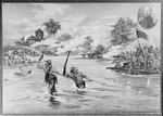 Col. Funston and 20th Kansas Volunteers crossing the river at Calumpit, April 26, 1899