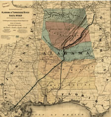 Map showing the line of the Alabama & Tennessee River Rail Road and its proposed extensions; exhibiting also the contiguous mineral deposits and zone of production.