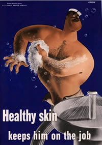 Healthy Skin - poster with man washing up