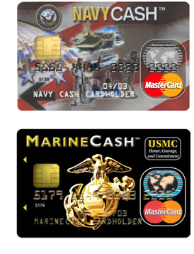 Navy Cash and Marine Cash card image montage