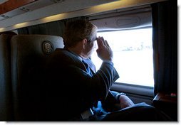 President George W. Bush salutes as he departs Fort Hood after addressing and meeting one-on-one with army troops in Killeen, Texas, Friday, Jan. 3, 2003.  White House photo by Eric Draper