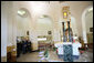 President George W. Bush participates in a tour of the Church of the Beatitudes Friday, Jan. 11, 2008, during his visit to Galilee. The President later departed Israel for Kuwait on the second stop of his eight-day, Mideast visit. White House photo by Eric Draper