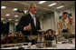 President George W. Bush serves up some breakfast for himself Sunday, Jan. 13, 2008, during a visit to the U.S. Naval Forces Central Command in Manama, Bahrain, where he visited with military personnel and coalition forces. White House photo by Chris Greenberg