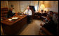 Bill McGurn, Stephen Hadley and Ed Gillespie gather in the President's office aboard Air Force One Saturday, Jan. 12, 2008, en route to Bahrain. White House photo by Eric Draper