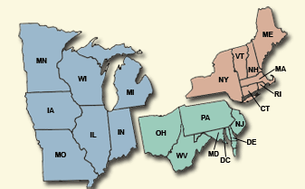 Map of 20 state Northeastern Area.
