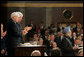 Vice President Dick Cheney and Speaker of the House Dennis Hastert applaud Prime Minister Dr. Manmohan Singh of India after he addresses a Joint Meeting of Congress at the U.S. Capitol Tuesday, July 19, 2005. White House photo by David Bohrer