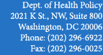 Dept. of Health Policy; 2021 K St. NW, Suite 800; Washington, DC 20006; Phone: (202) 296-6922; Fax: (202) 296-0025