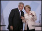 President George W. Bush and Chancellor Angela Merkel hold a joint press conference in Stralsund, Germany, Thursday, July 13, 2006. White House photo by Paul Morse