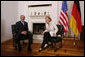 President George W. Bush meets one-on-one with German Chancellor Angela Merkel in Stralsund, Germany, Thursday, July 13, 2006. White House photo by Eric Draper