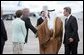 Deputy U.S. Chief of Protocol Jeff Eubank hosts President Ghazi al-Yawer of Iraq's interim government during the arrival ceremony at Hunter Army Airfield in Savannah, Ga., Tuesday, June 8, 2004. The newly elected president will participate in this week's G8 Summit. White House photo by Paul Morse