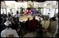 President George W. Bush participates in a plenary meeting with leaders during the G8 Summit on Sea Island, Ga., Wednesday, June 9, 2004. Clockwise, Russian President Vladimir Putin, German Chancellor Gerhard Schroeder, Italian Prime Minister Silvio Berlusconi, European Council President Bertie Ahern, European Commission President Romano Prodi, Canadian Prime Minister Paul Maritn, Japanese Prime Minister Junichiro Koizumi, British Prime Minister Tony Blair and French President Jacques Chirac. White House photo by Eric Draper