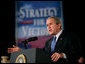 President George W. Bush gestures as he delivers remarks on the war on terror, Friday, Nov. 11, 2005 at the Tobyhanna Army Depot in Tobyhanna, Pa. White House photo by Eric Draper