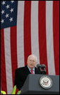 Vice President Dick Cheney addresses an audience, Friday, Nov. 11, 2005, at Veterans Day ceremonies at Arlington National Cemetery in Arlington, Va. White House photo by David Bohrer