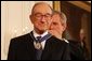 President George W. Bush presents the Presidential Medal of Freedom to Federal Reserve Chairman Alan Greenspan, one of 14 recipients of the 2005 Presidential Medal of Freedom, awarded Wednesday, Nov. 9, 2005 in the East Room of the White House. White House photo by Shealah Craighead