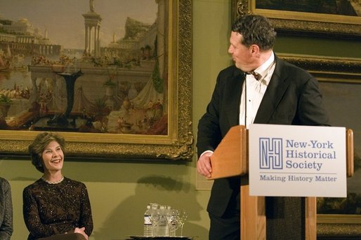 First Lady Laura Bush shares in laughter with Roland Betts during a New York History Makers Gala awards presentation in honor of Tom Bernstein and Roland Betts in New York, NY, Tuesday, Nov. 8, 2005. White House photo by Shealah Craighead