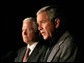 President George W. Bush delivers a statement with Secretary of Defense Robert Gates after his meeting with the Iraqi National Leadership at Al Asad Airbase, Al Anbar Province, Iraq, Monday, September 3, 2007. White House photo by Eric Draper