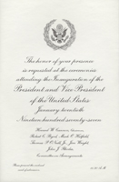 Image of the invitation for the 1977 Presidential Inauguration.