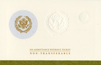 Image of the back of the 2005 Inauguration Ticket