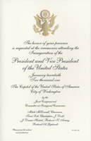 Image of the invitation for the 2001 Presidential Inauguration.