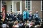 Lynne Cheney hosts Constitution Day 2004 "Telling America’s Story," with 200 third grade students from Fairfax County Public Schools at Gunston Hall Plantation, the historic home of George Mason, in Mason Neck, Va., Friday, Sept. 17, 2004. This year's Constitution Day highlights Founding Father George Mason, who did not sign the U.S. Constitution 217 years ago because it lacked a bill of rights. White House photo by Tina Hager