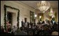 Reporters gather in the East Room of the White House Monday, Dec. 19, 2005, for the President's press conference. The President reiterated his constitutional responsibility and his constitutional authority to protect the country. White House photo by Paul Morse