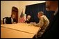 Vice President Cheney meets with US Ambassador to Iraq Zalmay Khalilzad, General George Casey and General John Abizaid in the Green Zone during a one-day surprise visit to Iraq, Sunday Dec. 18, 2005. White House photo by David Bohrer