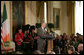 President George W. Bush delivers remarks Monday, March 17, 2008, during a reception in celebration of St. Patrick's Day in the East Room of the White House. Speaking to the Prime Minister of Ireland, President Bush said, "We've had a long relationship, Taoiseach. Our history has been one where the United States and Ireland have made liberty our common cause, and both of our nations are richer for it." White House photo by Shealah Craighead