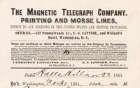 Telegram from Lowe to Gen F. J. Porter showing "American Telegraph Company" masthead