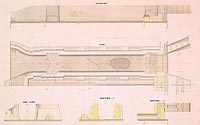 Erie Canal Lock, plan, elevation, and section drawing