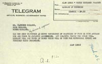 Telegram from Alan Lomax to Fletcher Collins, Dec. 8, 1941