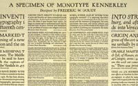 Specimen of Monotype Kennerly