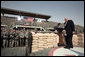 Vice President Dick Cheney receives a welcome Tuesday, March 18, 2008, to a rally for U.S. troops at Balad Air Base, Iraq. White House photo by David Bohrer