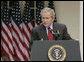 President George W. Bush answers a reporter’s question Wednesday morning, June 14, 2006, during a news conference in the Rose Garden, following his trip to Iraq where he met with members of the Iraq government and U.S. troops. White House photo by Paul Morse