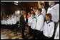 President George W. Bush meets members of the Vienna Boys Choir at the National Library at Hofburg Palace in Vienna, June 21, 2006. White House photo by Eric Draper