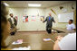 President George W. Bush visits with a U.S. citizenship class at Catholic Charities – Juan Diego Center in Omaha, Nebraska, Wednesday, June 7, 2006. White House photo by Eric Draper