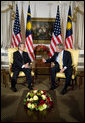 President George W. Bush meets with Prime Minister Abdullah bin Ahmad Badawi of Malaysia, Monday, Sept. 18, 2006, during the President's visit to New York City for the United Nations General Assembly. White House photo by Eric Draper