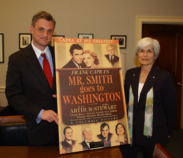 Congressman Andrews is presented with the "Mr. Smith Goes to Washington Award" by Jill Lancelot, President of Taxpayers for Common Sense, for his leading role in the fight to eliminate massive government subsidies for new road construction in the Tongass National Forest in Alaska