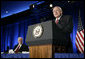 Vice President Dick Cheney tells a joke during remarks at the Jesse Helms Center Salute to Chairman Henry Hyde, Tuesday, September 19, 2006 in Washington, D.C. Joining the Vice President on stage is Rep. Henry Hyde, R-Ill., who has served in the U.S. Congress for more than 30 years. White House photo by Kimberlee Hewitt