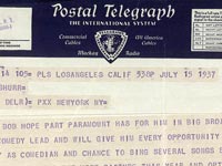 Telegram from Louis Shurr to Bob Hope